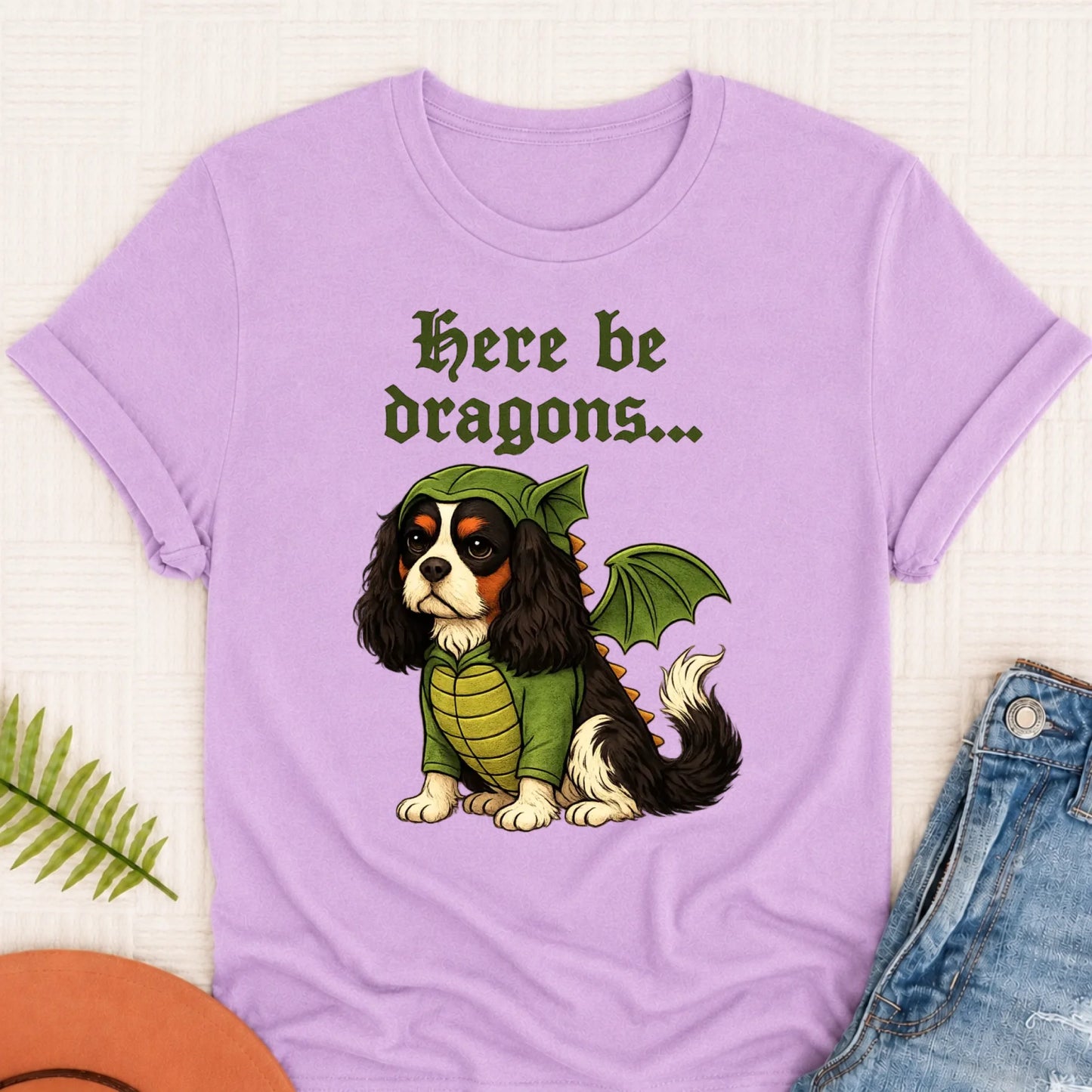 Custom Cavalier Here Be Dragons Unisex TShirt Orchid
