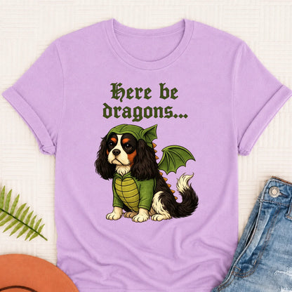 Custom Cavalier Here Be Dragons Unisex TShirt Orchid