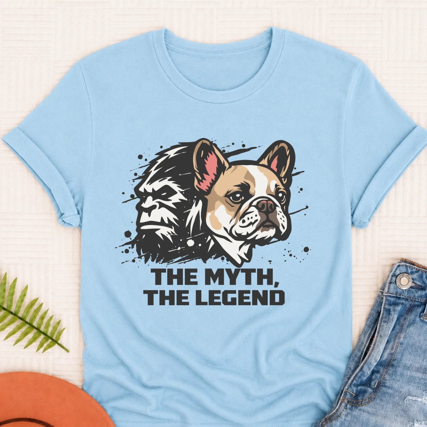 Custom Frenchie Bigfoot Myth Legend Unisex Shirt Chambray