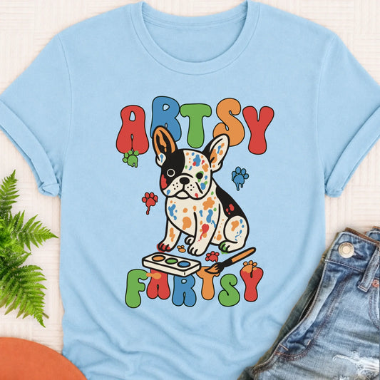 Custom French Bulldog Artsy Fartsy Unisex Tshirt Chambray