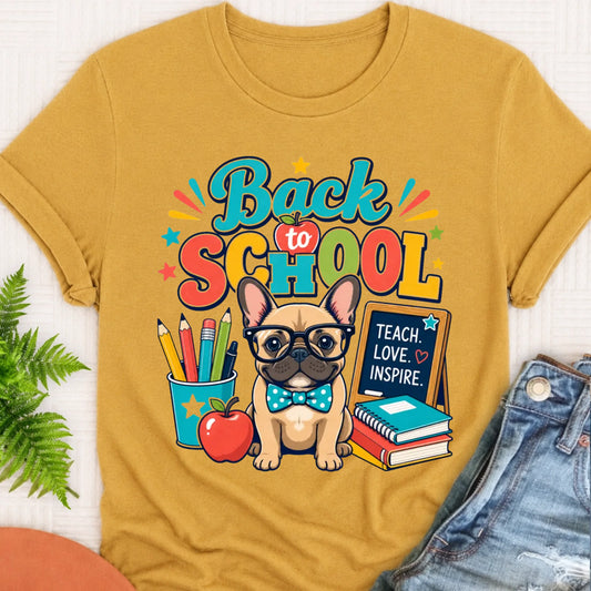 Custom Back to School Teacher Unisex Tshirt Mustard