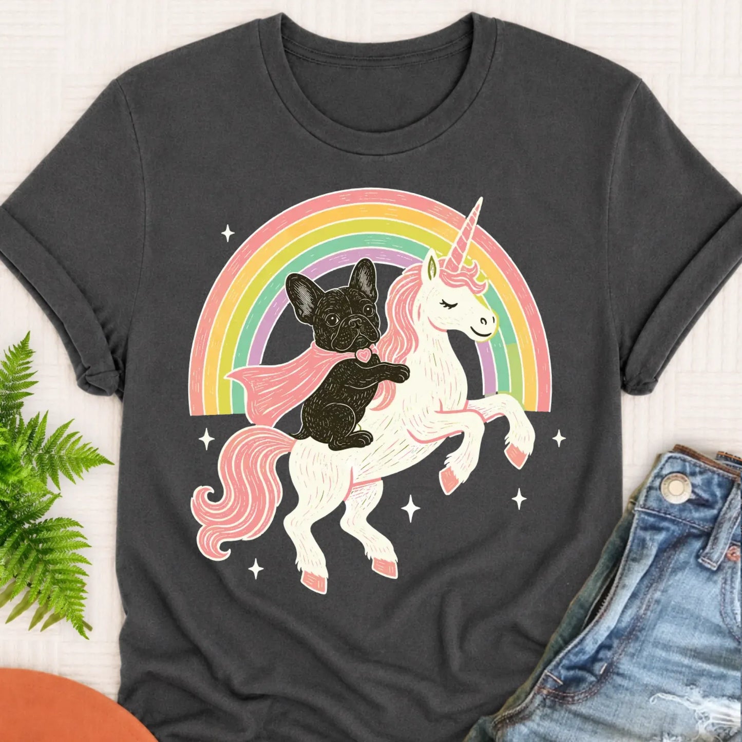 Custom Frenchie Fantasy Unicorn Unisex TShirt Pepper