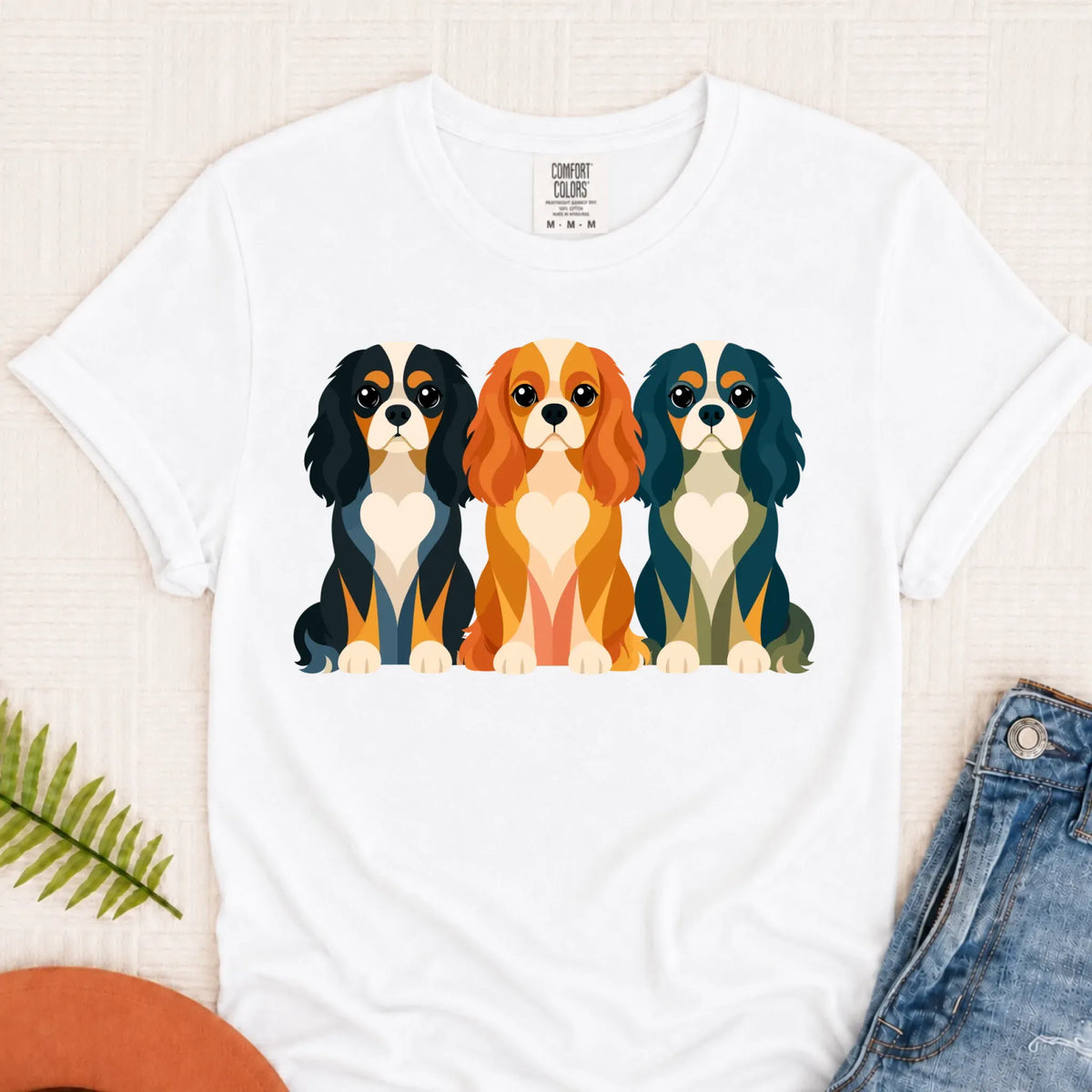 Cavalier Little Hearts Unisex TShirt White