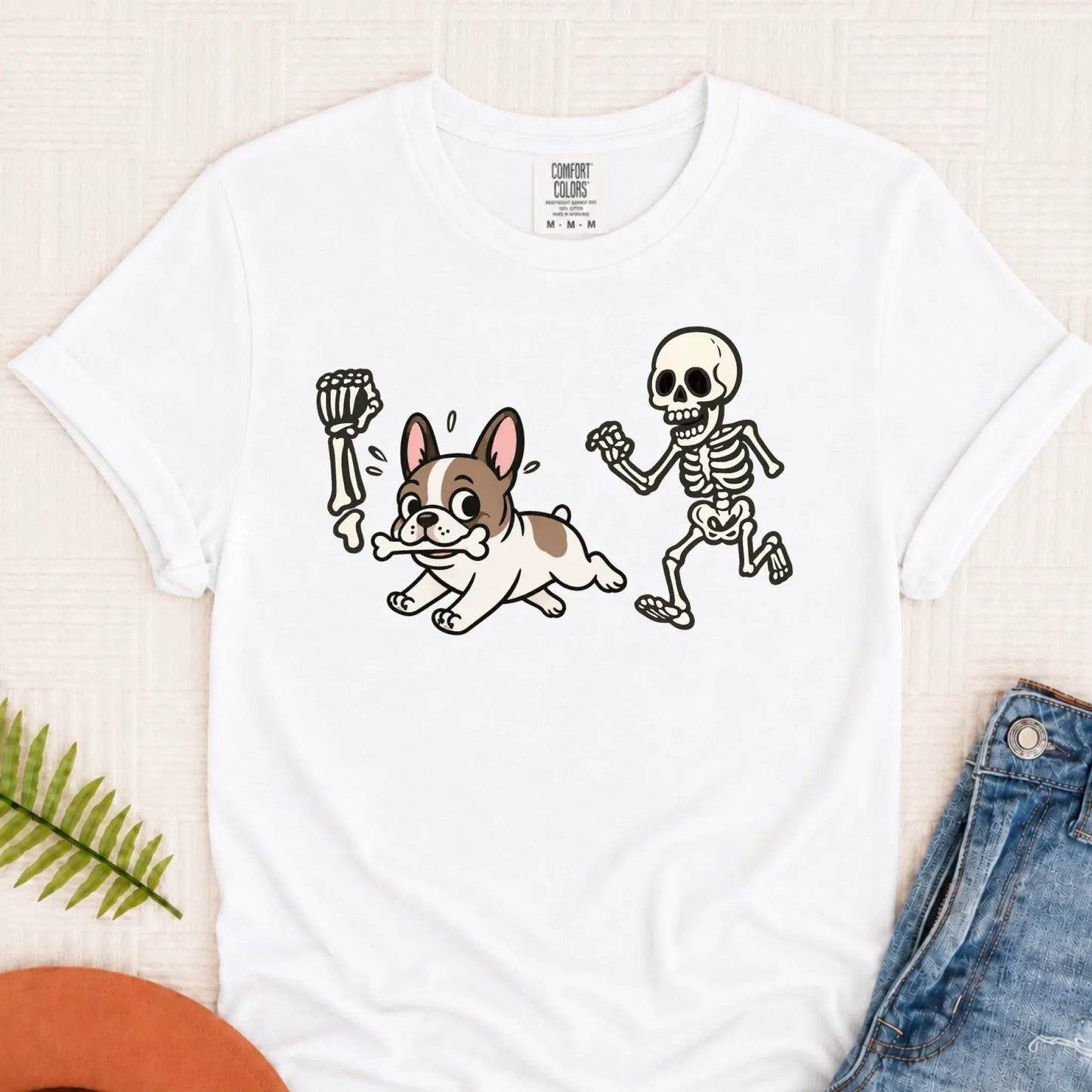 Custom Frenchie Bulldog Grave Robber Unisex TShirt White