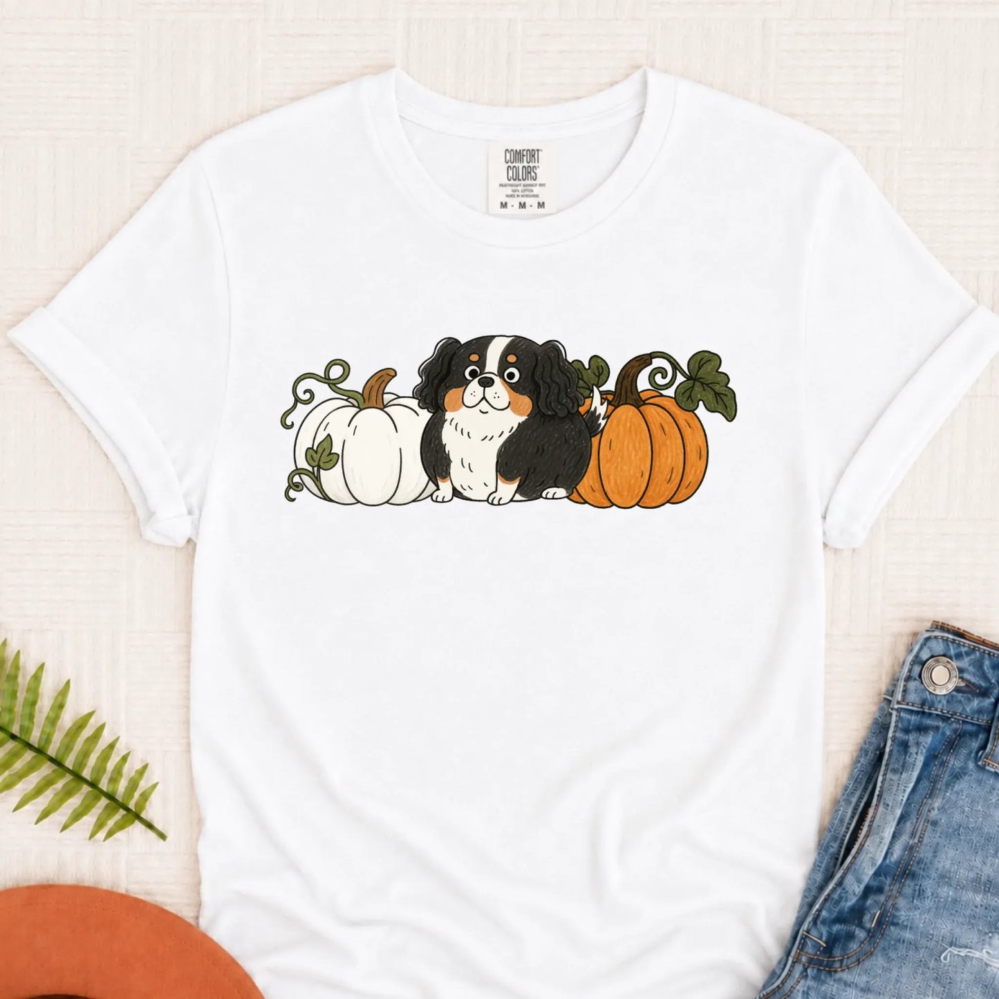 Custom Cavalier Pumpkin Pupkin Unisex Tshirt White