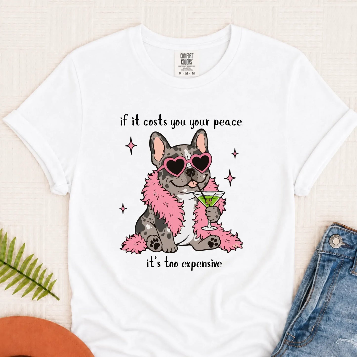Custom Frenchie Funny Costs You Peace Unisex TShirt White