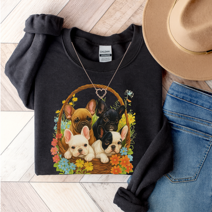 Frenchie Puppy Basket Sweatshirt