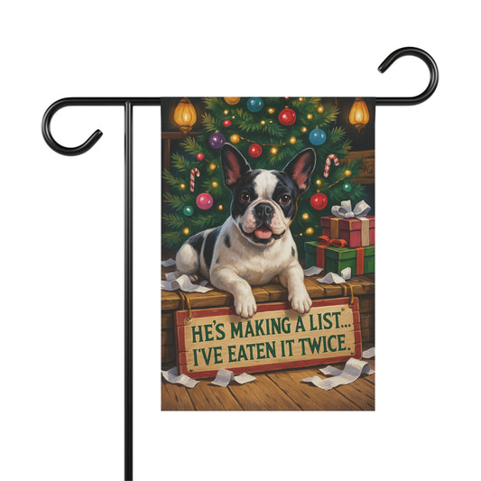 Piebald French Bulldog Funny Christmas Flag