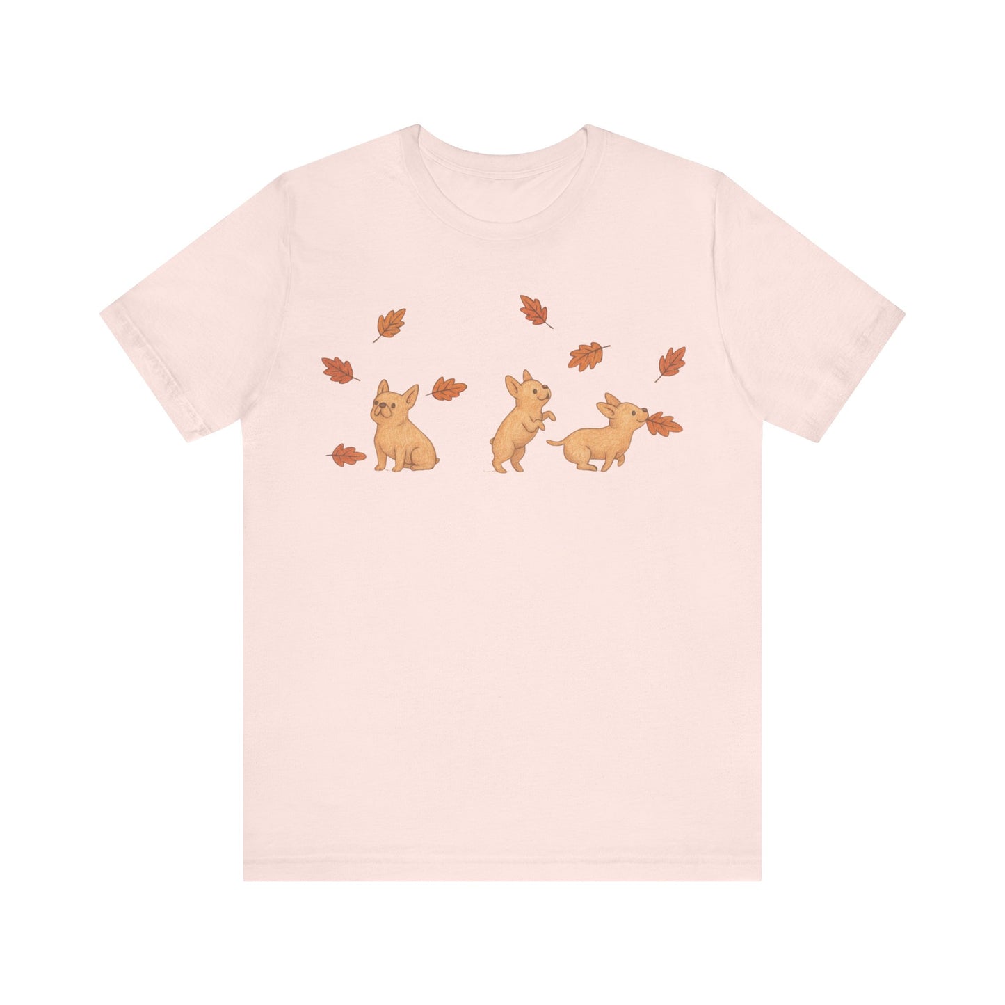Fawn Frenchie Chasing Leaves TShirt