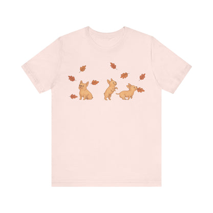 Fawn Frenchie Chasing Leaves TShirt