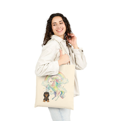 Black Tan Cavalier Watercolor Unicorn Tote Bag
