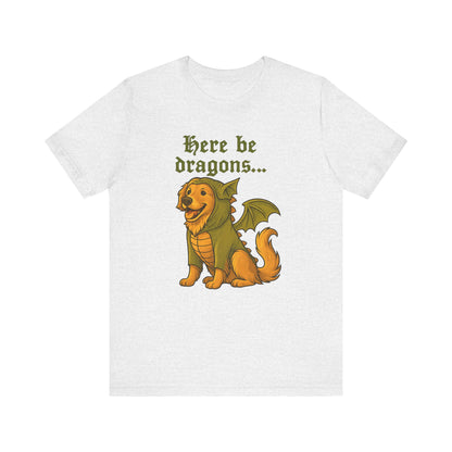 Golden Retriever Here Be Dragons TShirt