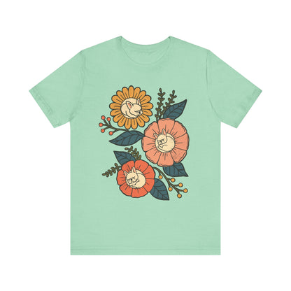 White Frenchie Sleeping Flowers TShirt