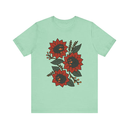 Black Tan Cavalier Holiday Flowers Sleeping TShirt