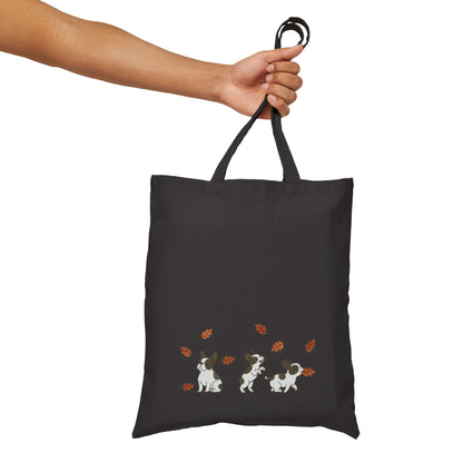 Piebald Frenchie Chasing Leaves Tote Bag