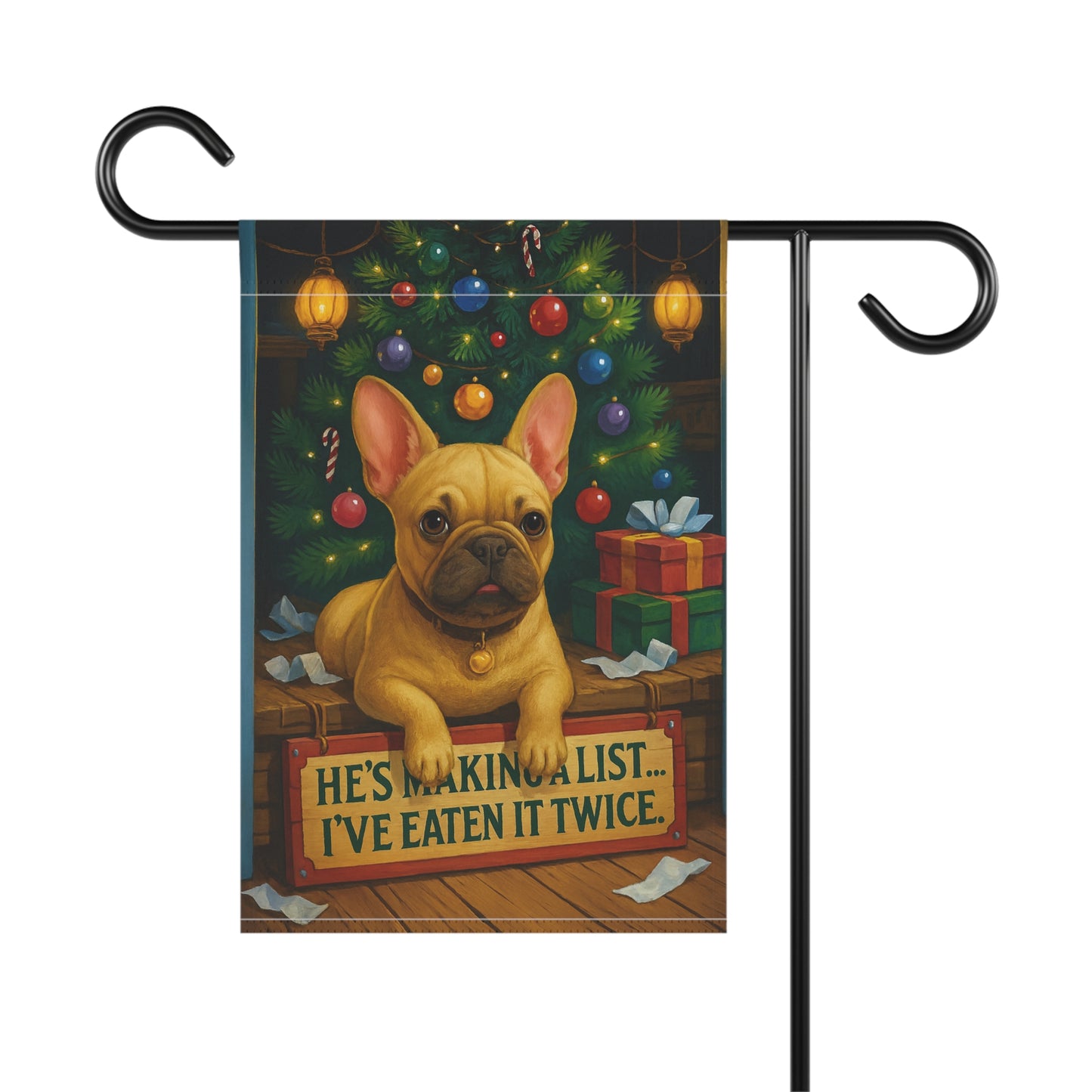 Fawn French Bulldog Funny Christmas Flag