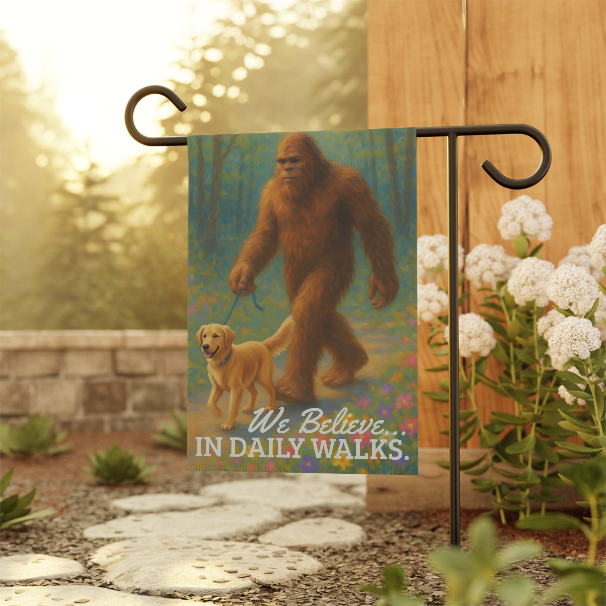 Golden Retriever Bigfoot Garden Flag