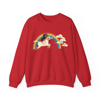 Rainbow and Unicorn Black Tan Cavalier Sweatshirt
