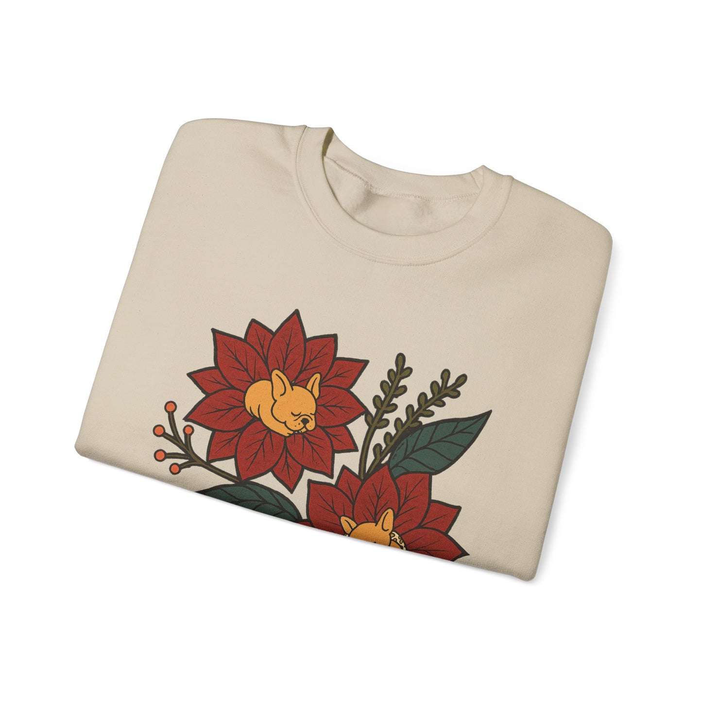 Fawn Frenchie Christmas Flower Sweatshirt