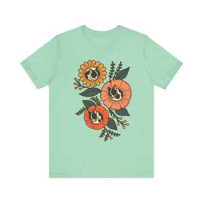 Piebald Frenchie Sleeping Flowers TShirt