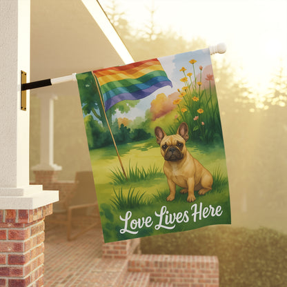 LGBTQ+ Pride Fawn French Bulldog Garden Flag
