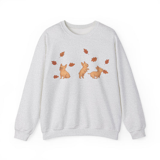 Fawn Frenchie Chasing Leaves Sweatshirt
