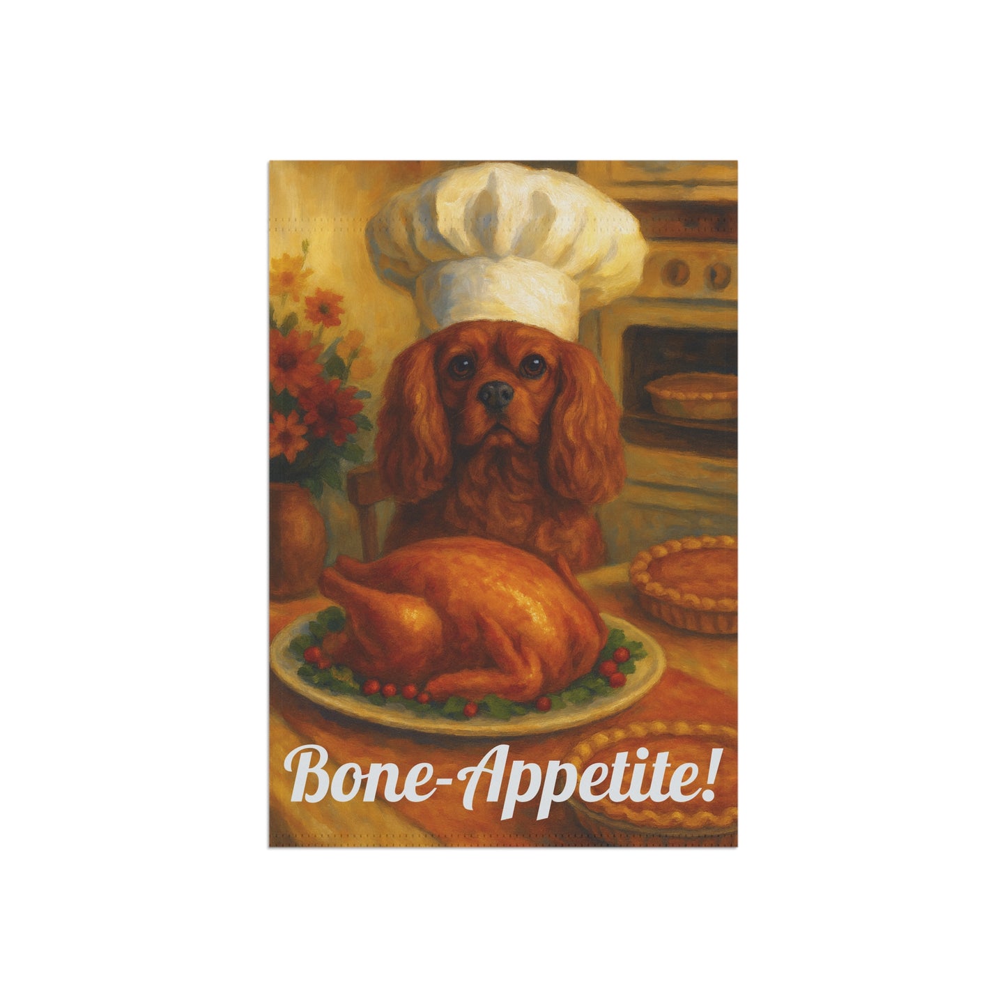 Ruby Cavalier Bone-Appetite Garden Flag
