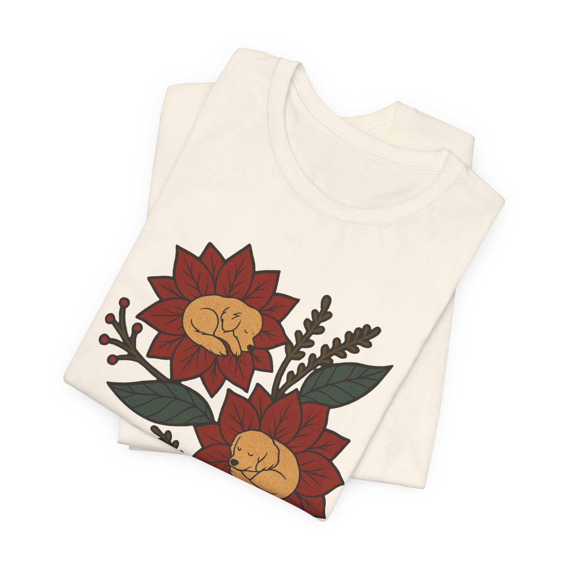 Golden Retriever Holiday Flowers Sleeping TShirt