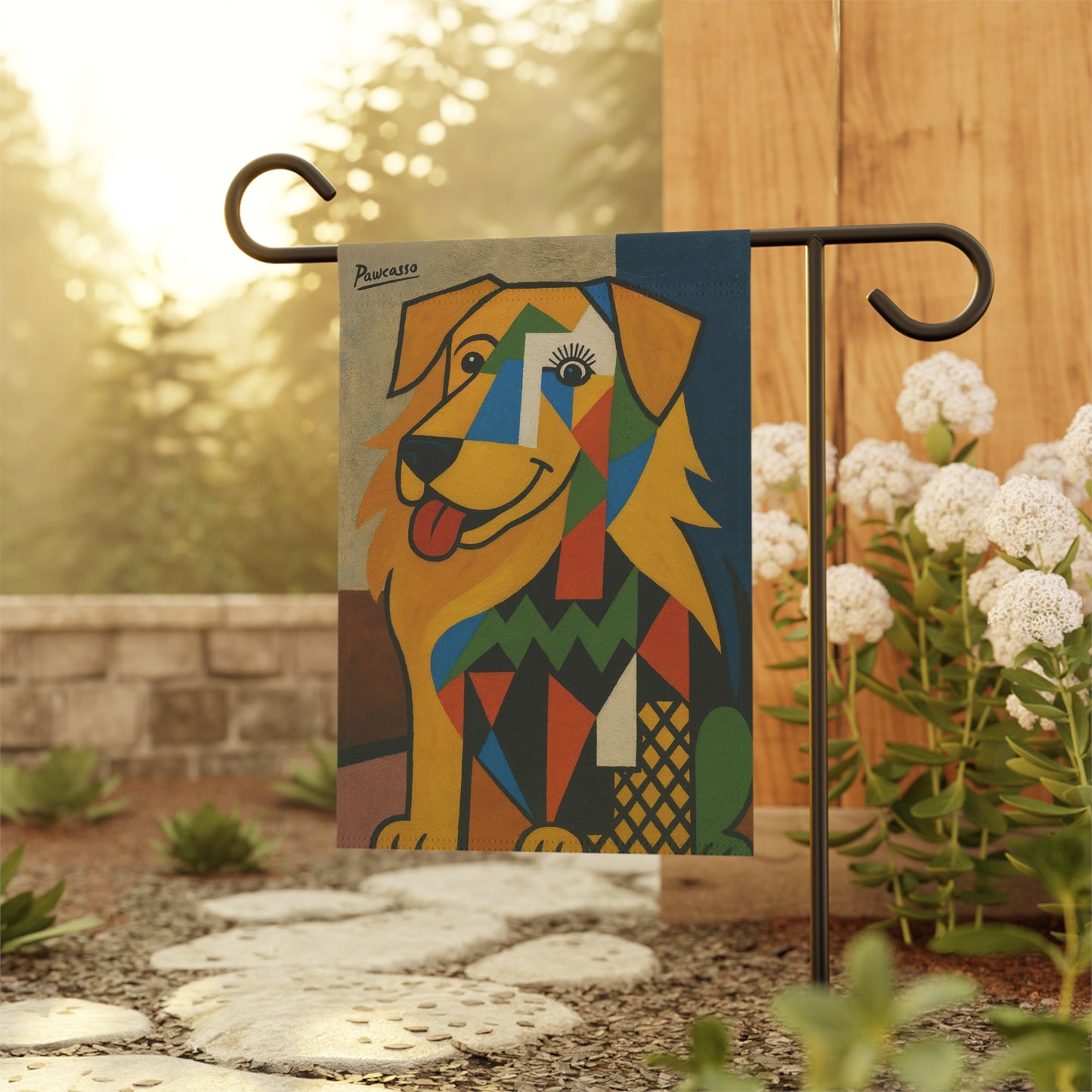 Golden Retriever Picasso Garden Flag