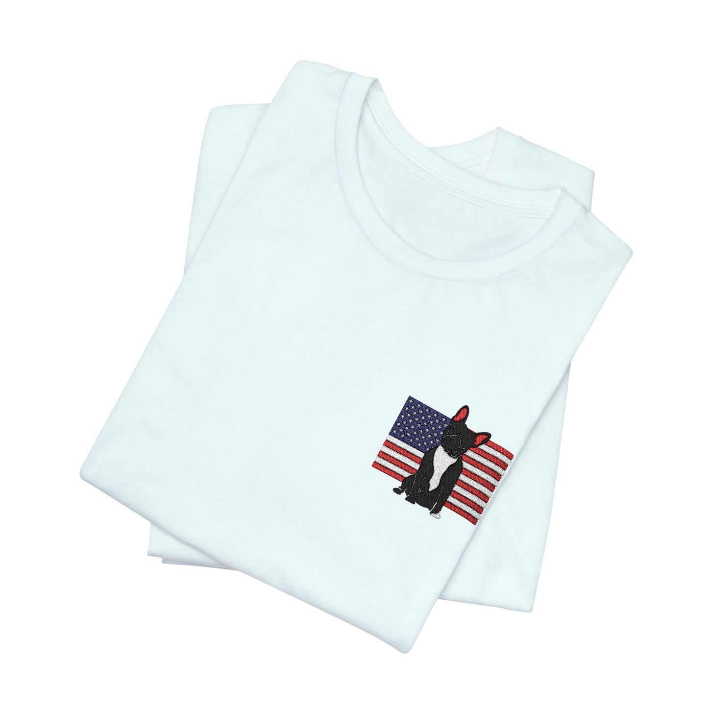 Embroidered Flag Black Frenchie TShirt