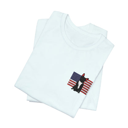 Embroidered Flag Black Frenchie TShirt