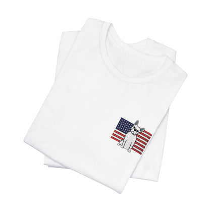 Embroidered Flag White Frenchie TShirt