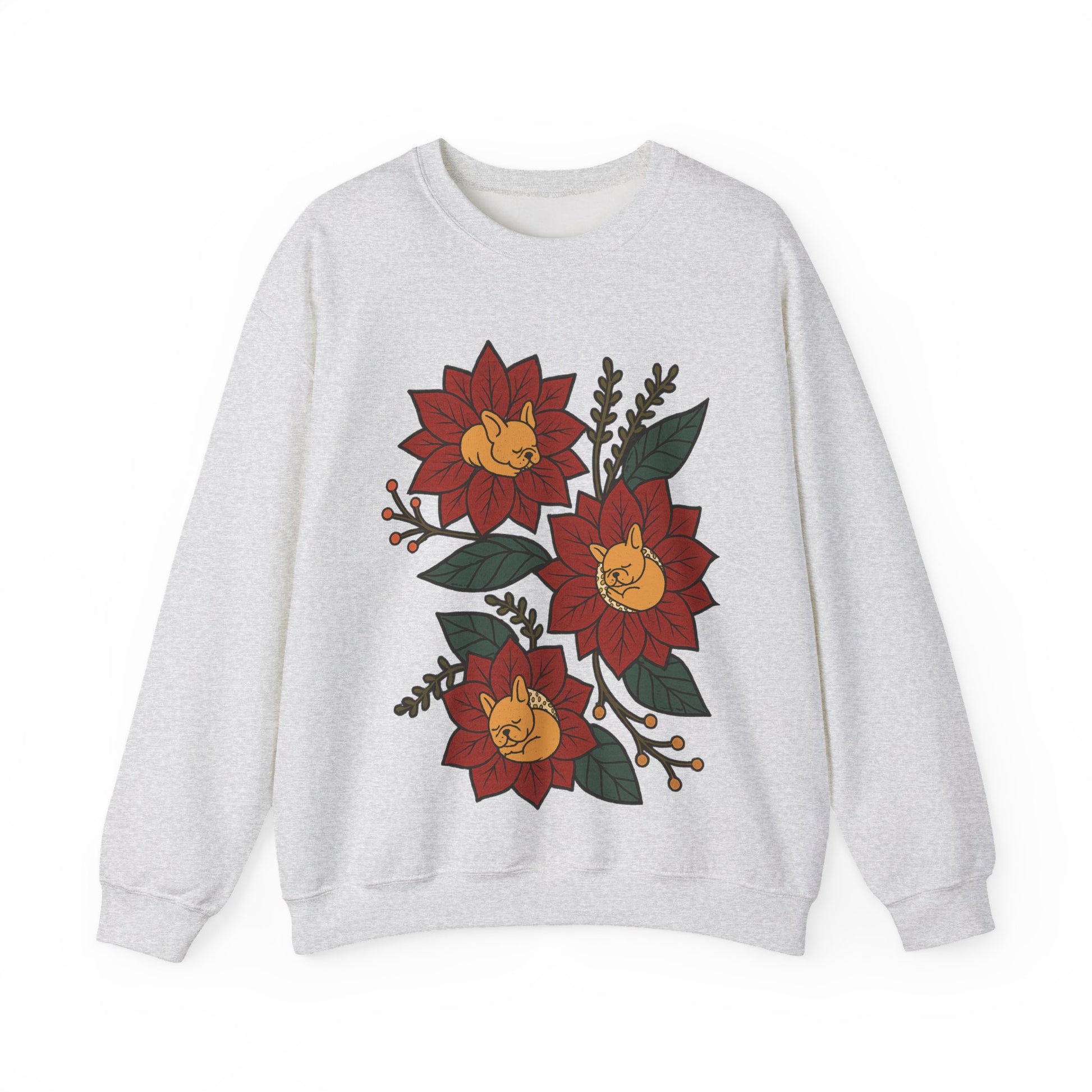 Fawn Frenchie Christmas Flower Sweatshirt