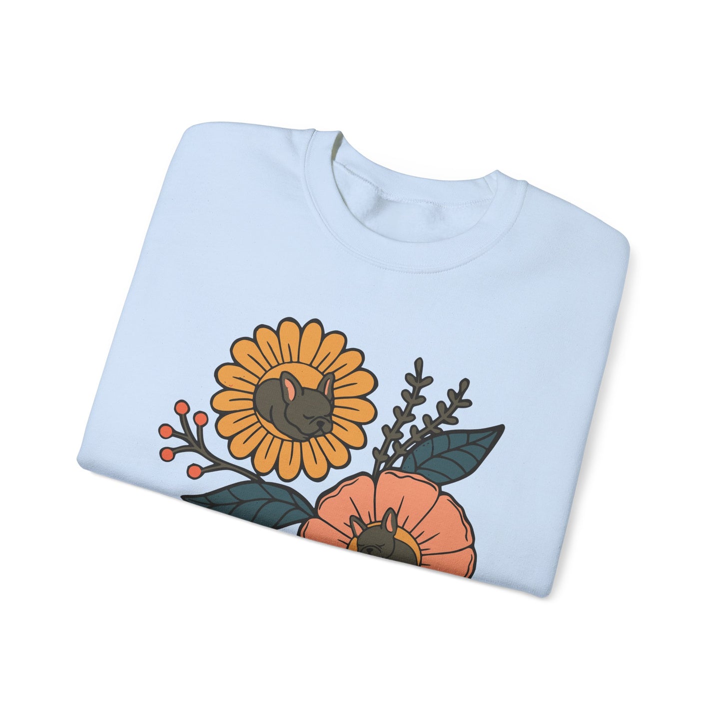 Black Frenchie Sleeping Flowers Sweatshirt