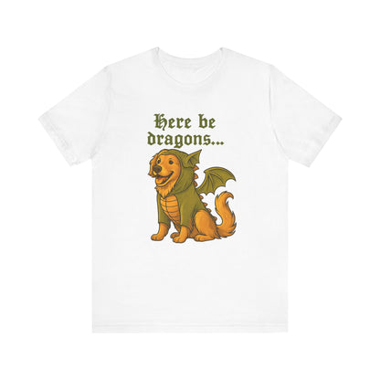 Golden Retriever Here Be Dragons TShirt