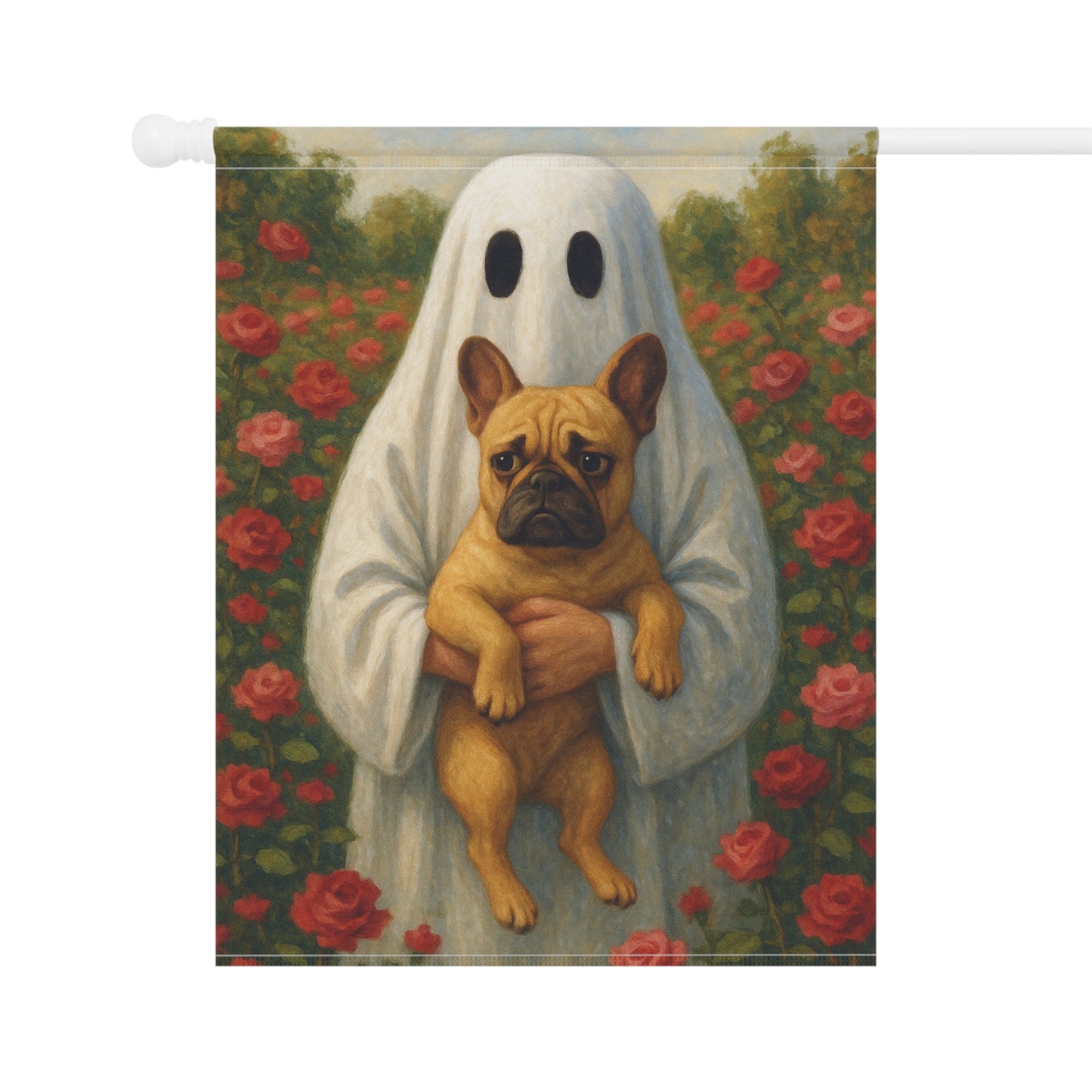 Fawn French Bulldog Ghostie Halloween Garden Flag
