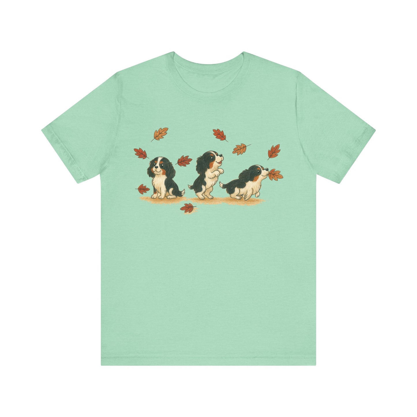 Tricolor Cavalier Chasing Leaves TShirt