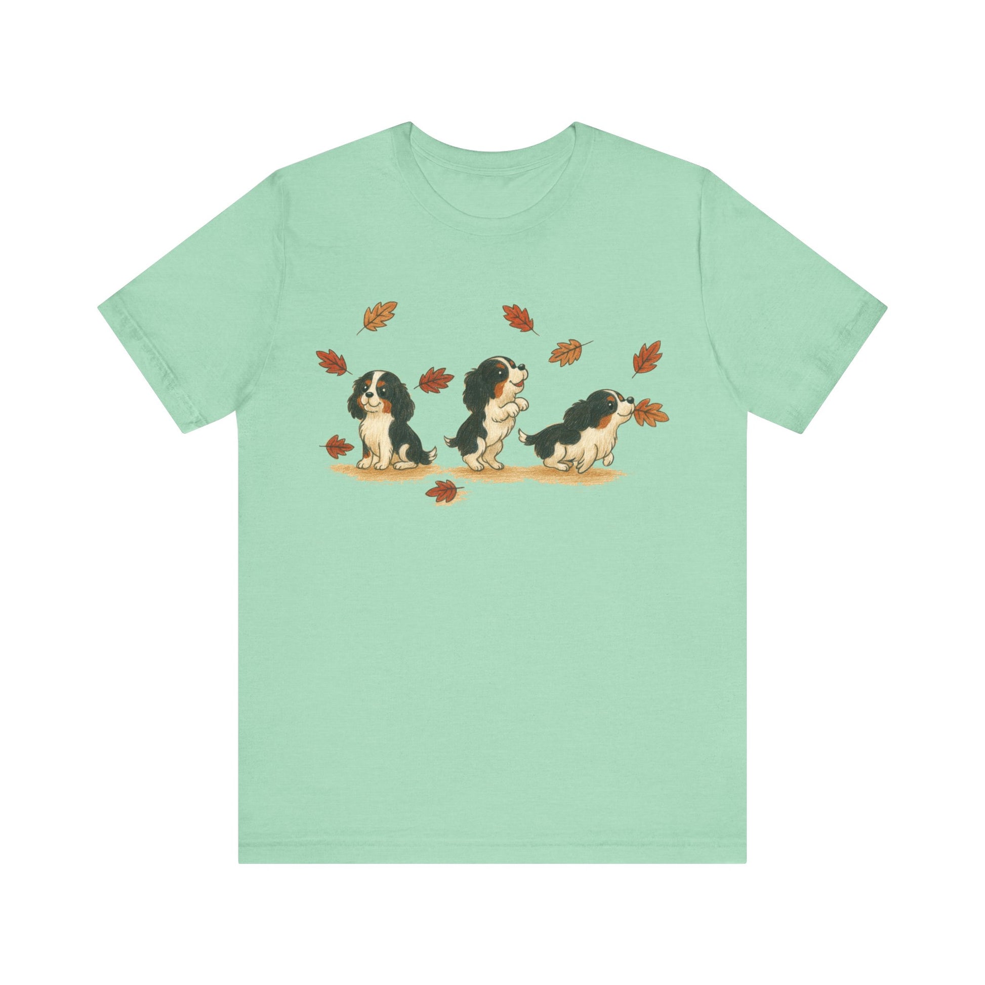 Tricolor Cavalier Chasing Leaves TShirt