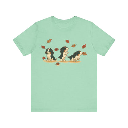 Tricolor Cavalier Chasing Leaves TShirt