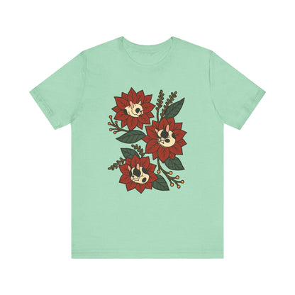 Piebald Frenchie Holiday Flowers Sleeping TShirt
