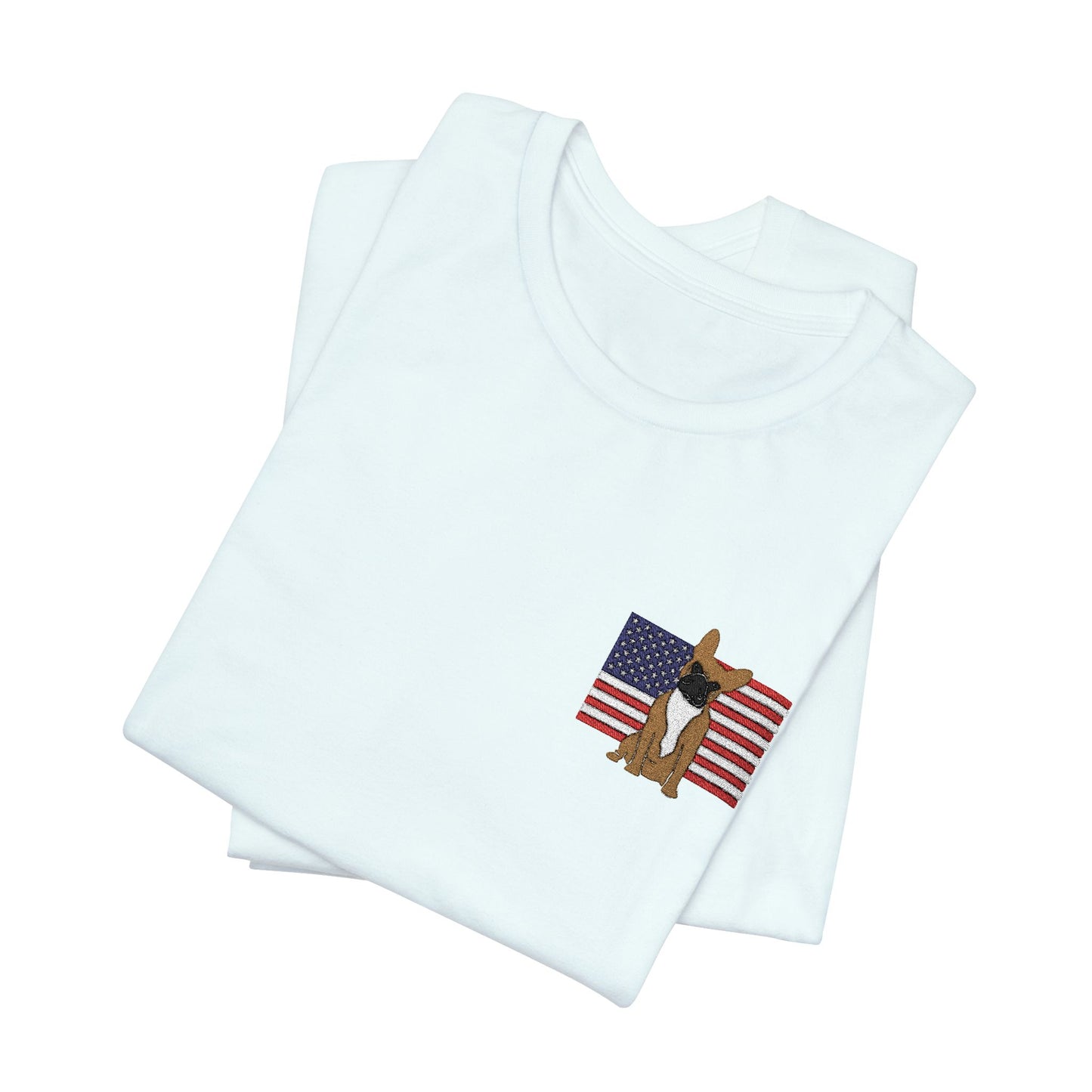 Embroidered Flag Fawn Frenchie TShirt