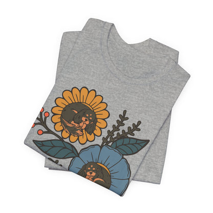 Black Tan Cavalier Sleeping Flowers TShirt