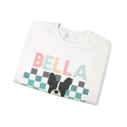 Piebald French Bulldog Retro Checkered Sweatshirt