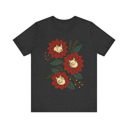 White Frenchie Holiday Flowers Sleeping TShirt