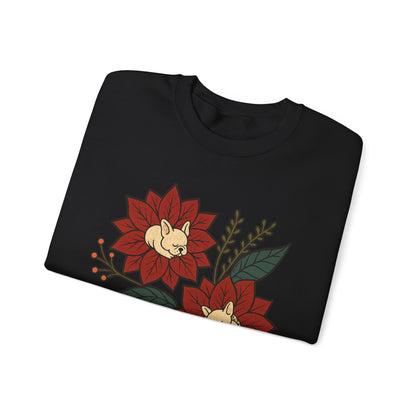 White Frenchie Christmas Flower Sweatshirt