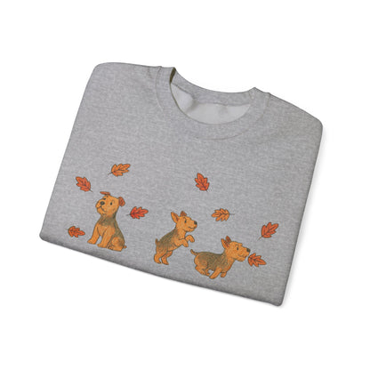 Airedale Terrier Chasing Leaves Sweatshirt