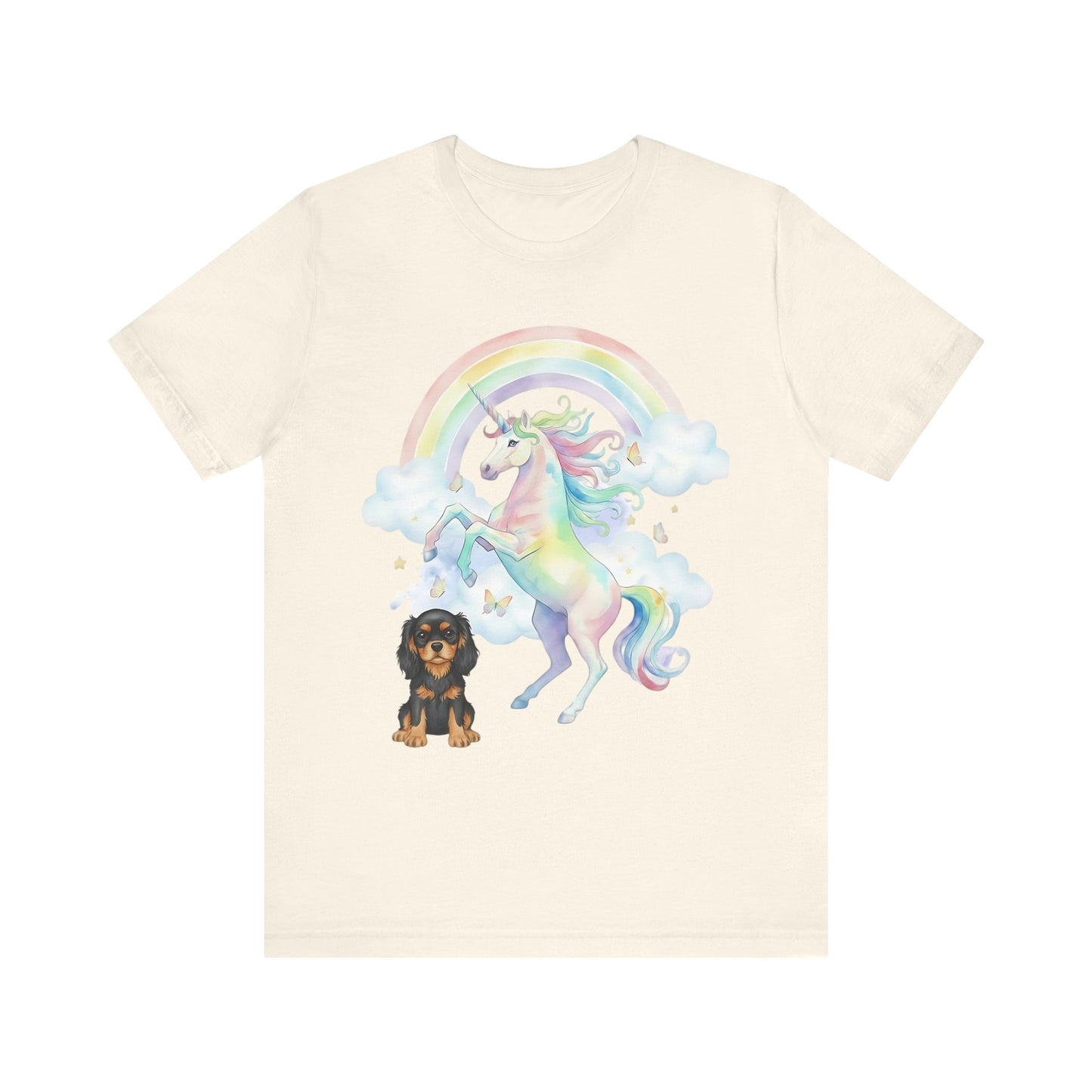 Black Tan Cavalier Watercolor Unicorn Tshirt