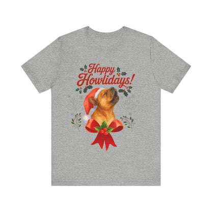 Fawn French Bulldog Happy Howlidays TShirt