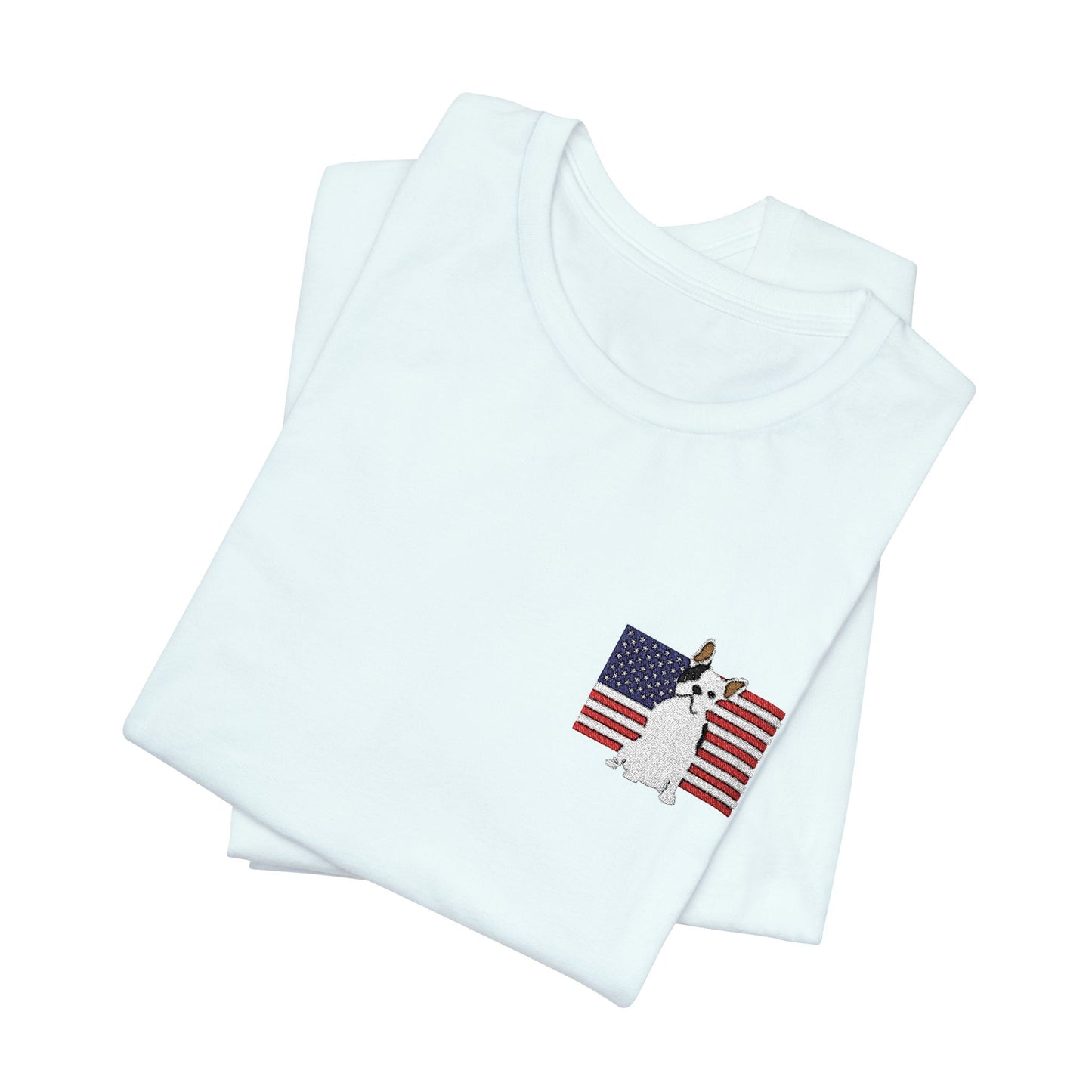Embroidered Flag Piebald Frenchie TShirt