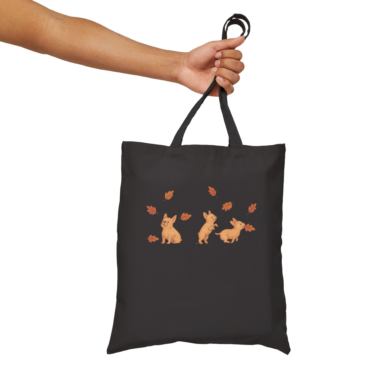 Fawn Frenchie Chasing Leaves Tote Bag